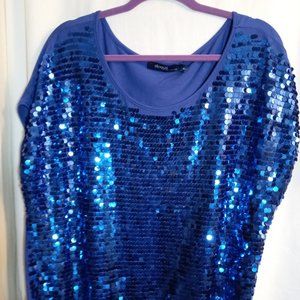 Eloquii Shimmer Top in true blue
